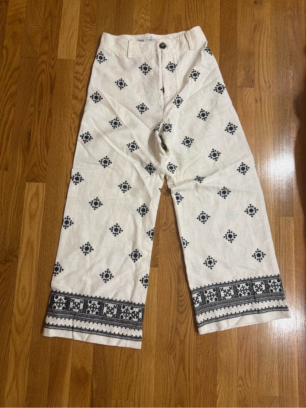 Zara Pattern Linen Crop Pant